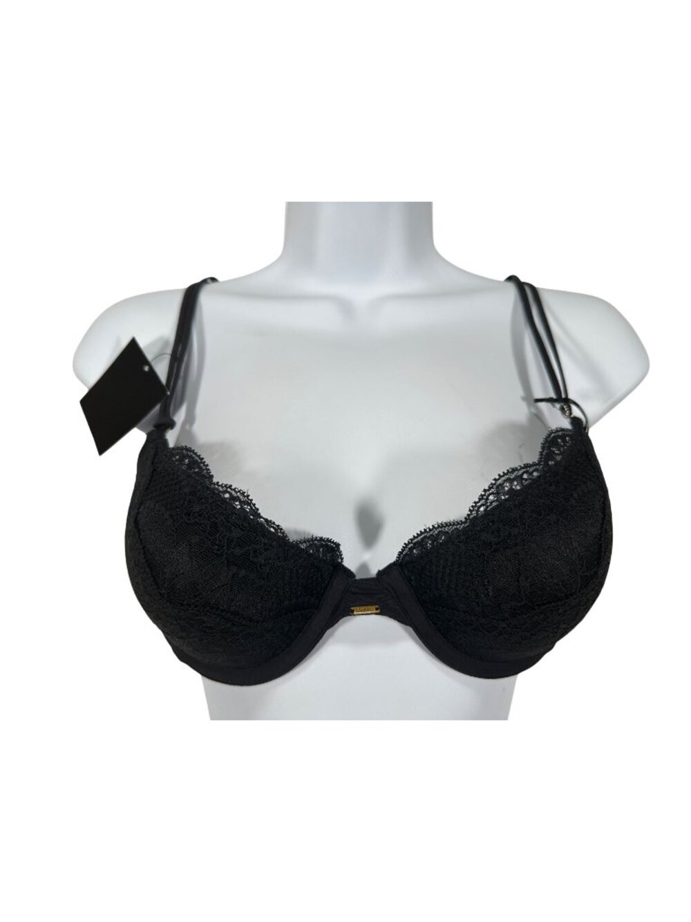 BeMe Black Lace Demi Bra 36A Adjustable Straps Womens Luxury Intimates
